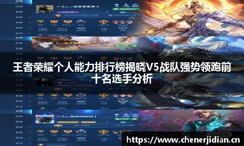 王者荣耀个人能力排行榜揭晓V5战队强势领跑前十名选手分析